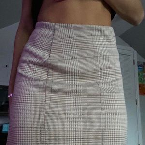 TAN BROWN PLAID MINI SKIRT 🧸